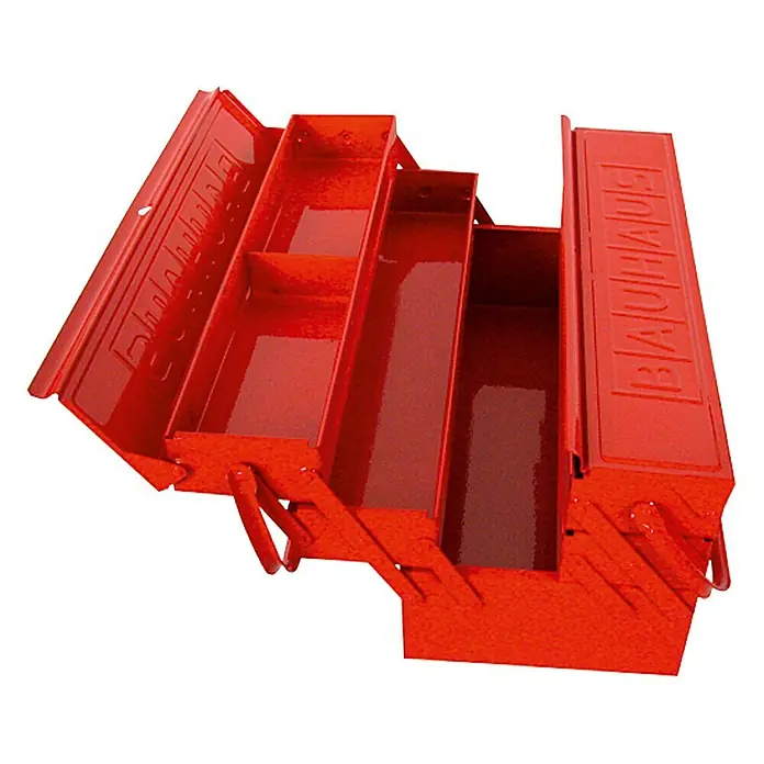 BAUHAUS Werkzeugkasten - L x B x H: 20 x 43 x 20 cm - Roter Werkzeugkasten von Bauhaus mit mehreren Fächern, ideal zur Werkzeugaufbewahrung und Organisation für Heimwerker und Profis.