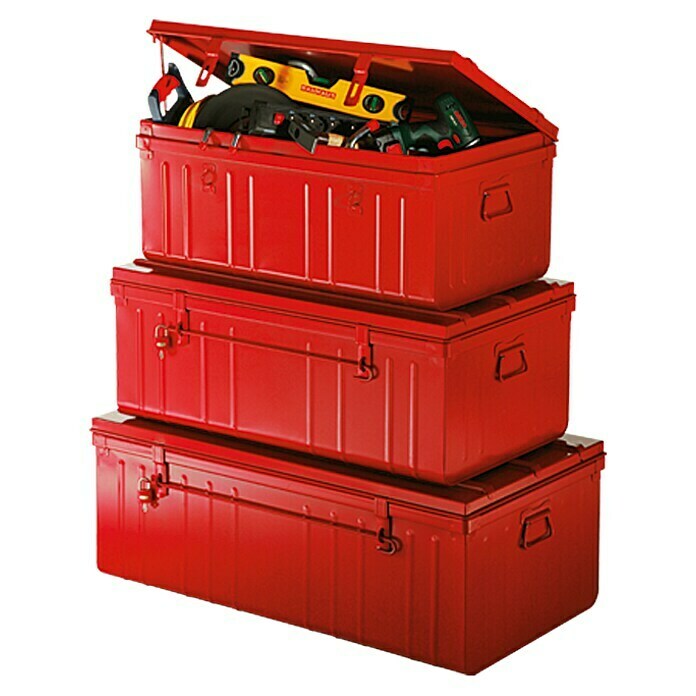 Caja de almacenaje y transporte (Largo: 100 cm, Rojo)