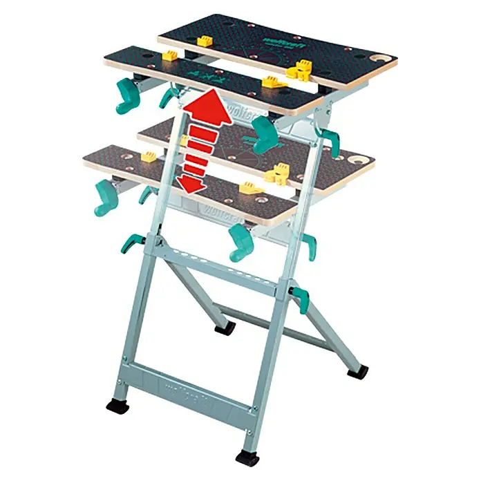 Wolfcraft Master Werkbank Master 600 - Arbeitshöhe: 950 mm, Belastbarkeit: 120 kg - Wolfcraft Master Cut 2500 Werkbank mit höhenverstellbarer Arbeitsfläche für flexible Einsatzmöglichkeiten.