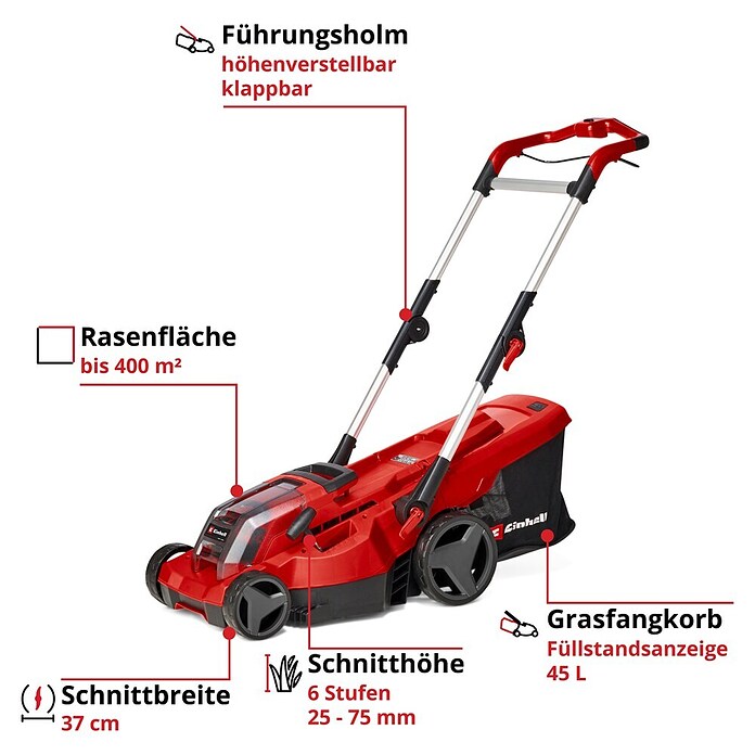 Einhell Power X-Change Akku-Rasenmäher GE-CM 36/37 Li-Solo (18 V, Ohne Akku, Schnittbreite: 37 cm)