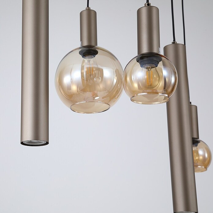 Searchlight Led-hanglamp Lyon (60 W, l x b x h: 140 x 52 x 65 cm, Latte Metallic) | BAUHAUS