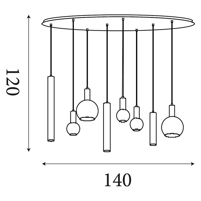 Searchlight Led-hanglamp Lyon (60 W, l x b x h: 140 x 52 x 65 cm, Latte Metallic) | BAUHAUS