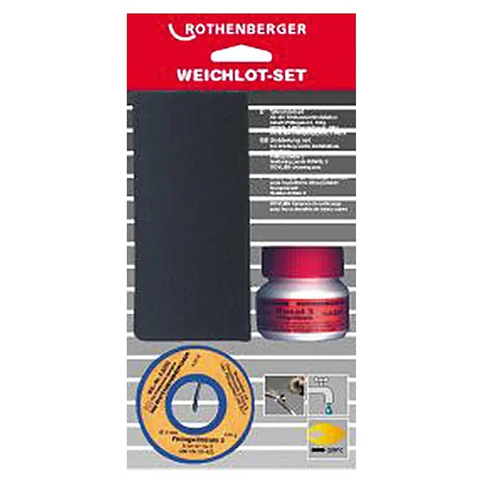 Rothenberger Industrial Set de soldadura blanda - 5 pzs. - El juego de soldadura blanda Rothenberger, una herramienta indispensable para instalaciones sanitarias y de calefacción, para tareas de soldadura.