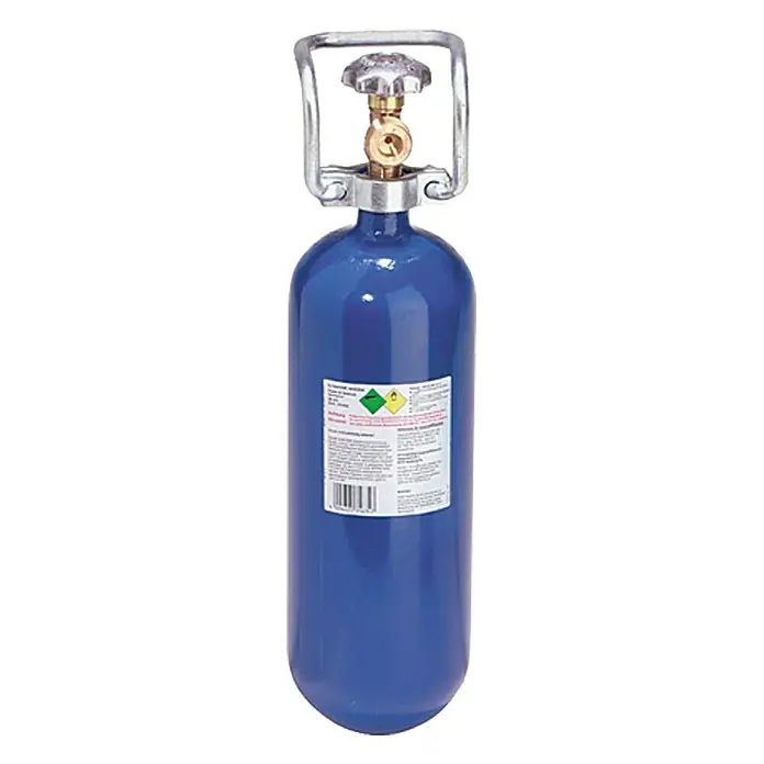 Rothenberger Industrial Sauerstoff-Flasche - 2 l - Blaue Druckgasflasche mit silberfarbenem Griff und Etikett, ideal für Labor oder Industrie.