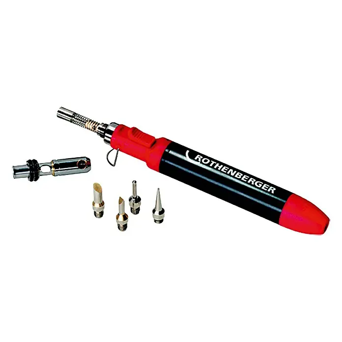Rothenberger Industrial Gaslötkolben-Set Micropen - Arbeitstemperatur Lötkolben: 250 °C - Eine Rothenberger Lötlampe mit verschiedenen Aufsätzen. Das Set ist ideal für verschiedene Lötarbeiten und Anwendungen.