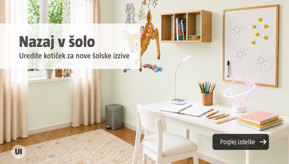 Otroška soba s pisalno mizo in potrebščinami