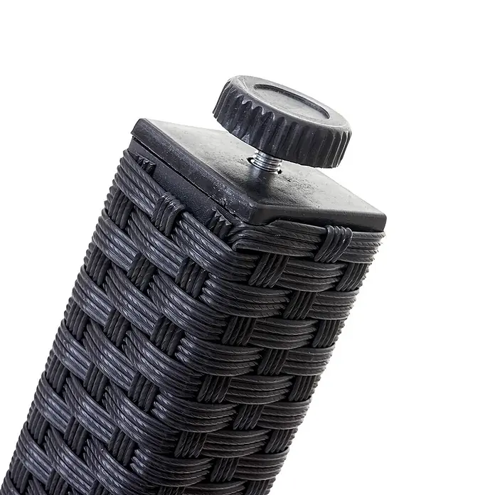 Mendler Poly-Rattan-Garnitur Halden - anthrazit, Kissen Creme -  - Schwarzes geflochtenes Möbelbein mit verstellbarem schwarzem Nivellierfuß.