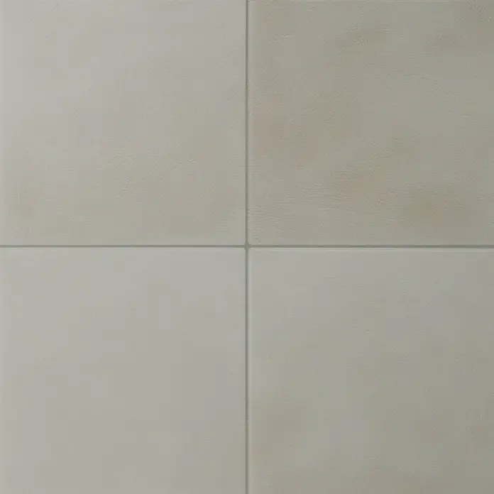 Smart Tiles Selbstklebemosaik Zellige - 22,86 x 22,86 cm, Zagora, Matt - Hellgraue, texturierte quadratische Fliesen mit sichtbaren Fugen.