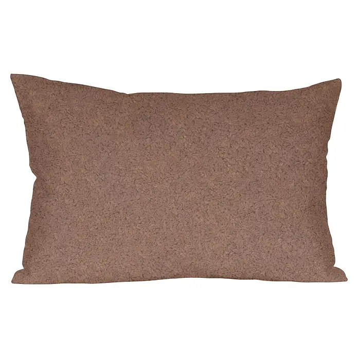 Cojín Teddy - 30 x 50 cm, Textil, Arcilla, Rectangular - Almohada esponjosa de color topo con una textura suave y acogedora.