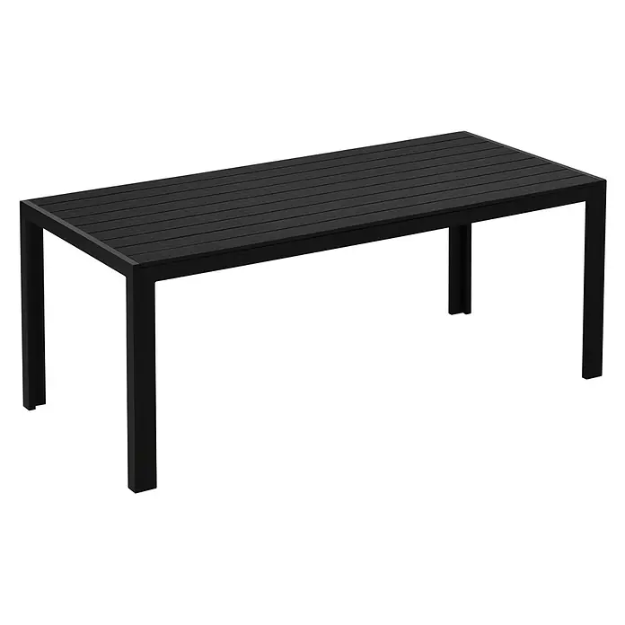SONNENH Gartentisch - L x B x H: 190 x 84,5 x 72 cm, Aluminium, Schwarz - Schwarzer rechteckiger Tisch mit Lattenrostplatte und robusten Beinen.