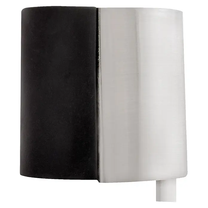 Walteco Türstopper - Ø x H: 40 x 40 mm, Silber - Zweifarbiger Türstopper mit schwarzem Gummiteil und gebürstetem Metallteil, mit kleinem weißem zylindrischem Fuß.