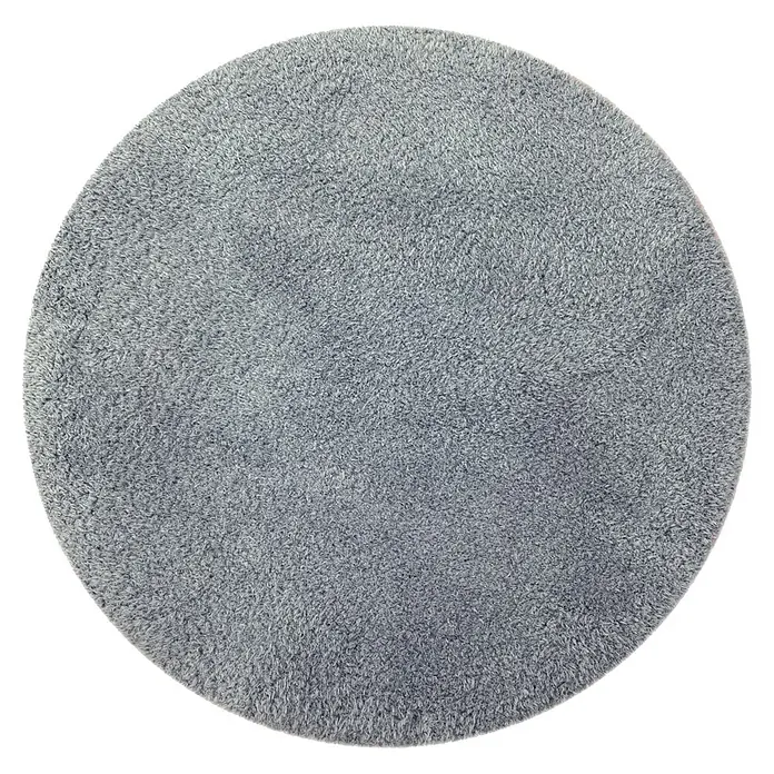 Alfombra de pelo largo Gypsy - Gris/Azul, Diámetro: 120 cm, 100% Poliéster - Alfombra redonda gris peluda.