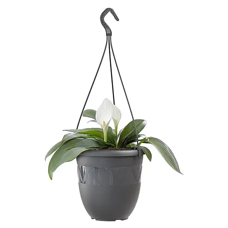 Plastard  Blumenampel Ø 15 cm in Anthrazit mit Aufhänger, Deko Blumentopf