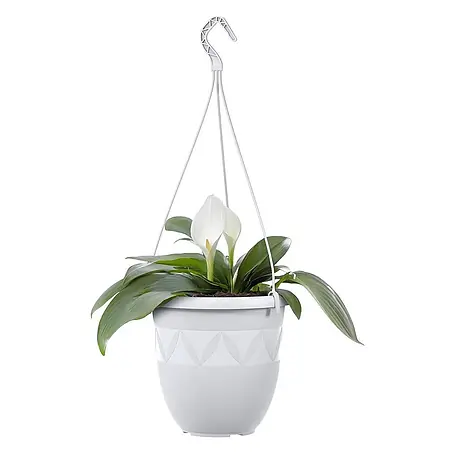 Plastard  Pflanztopf Ø 15 cm in Weiß mit Aufhänger, Deko Blumentopf