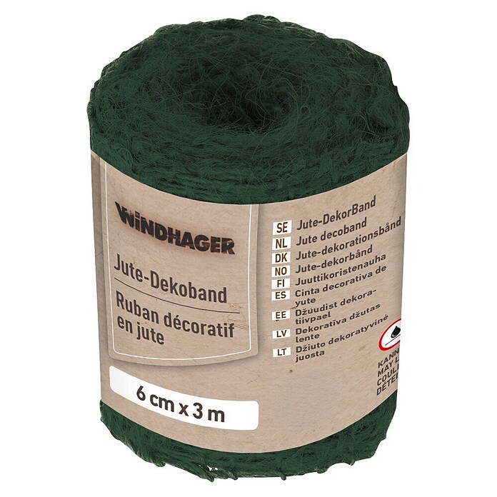 Windhager Jutegewebeband (Grün, L x B: 3 m x 6 cm)