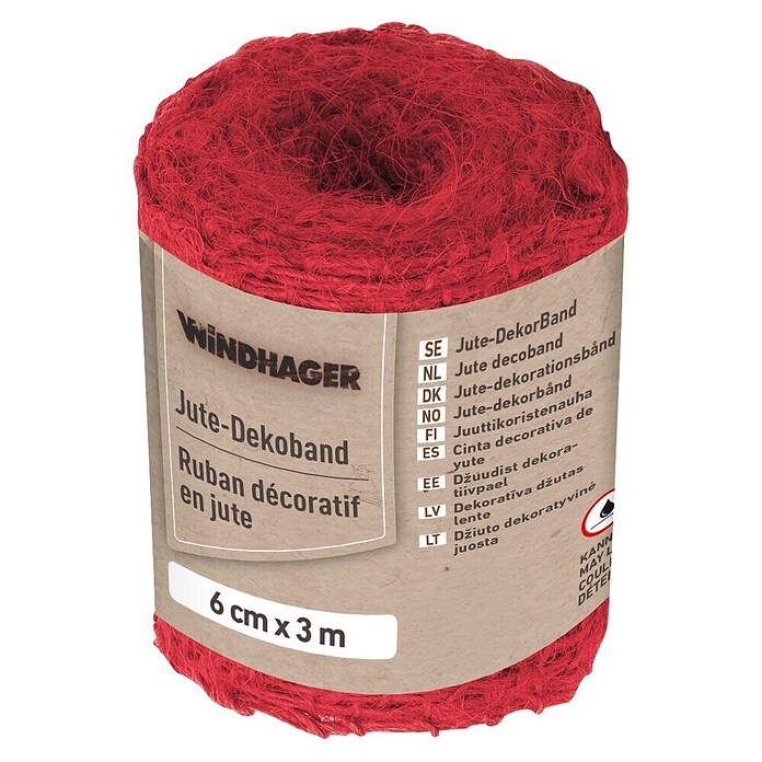 Windhager Jutegewebeband (Rot, L x B: 3 m x 6 cm)