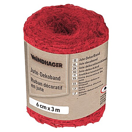Windhager Jutegewebeband (Rot, L x B: 3 m x 6 cm)