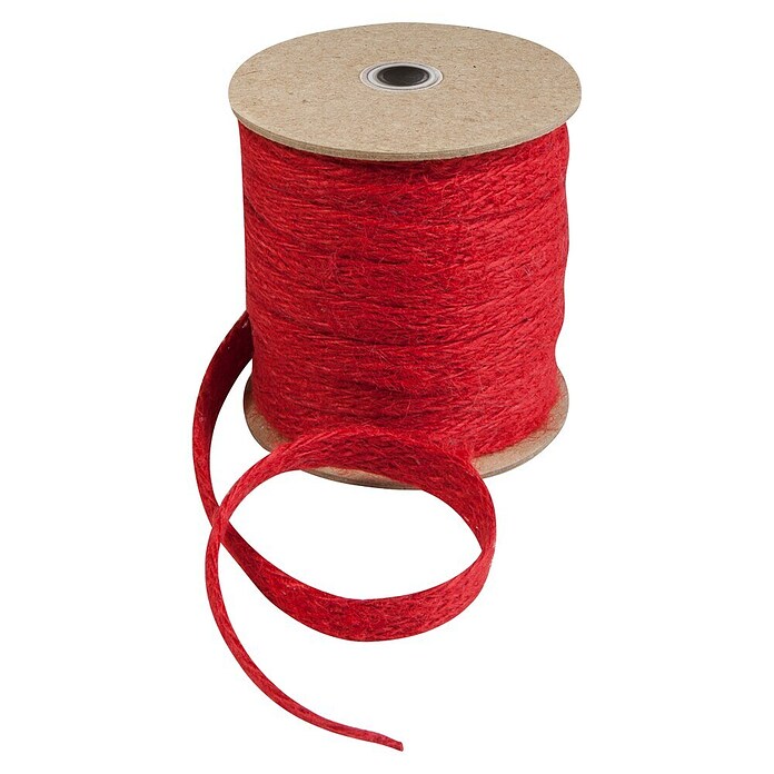 Windhager Jutegewebeband Fischgrät (L x B: 20 m x 1 cm, Rot)