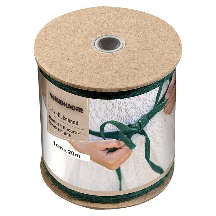 Windhager Jutegewebeband Fischgrät (L x B: 20 m x 1 cm, Grün)