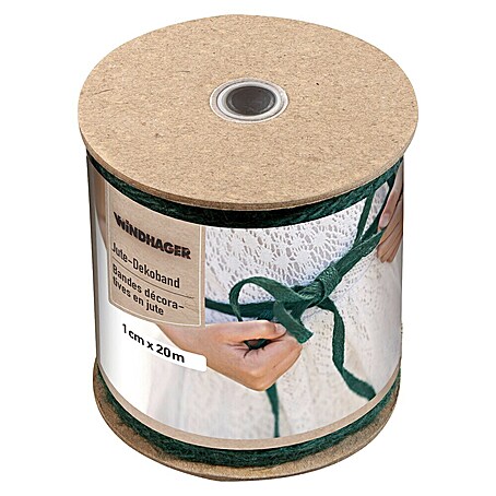 Windhager Jutegewebeband Fischgrät (L x B: 20 m x 1 cm, Grün)