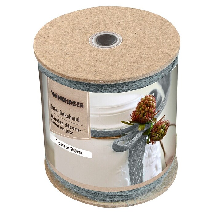 Windhager Jutegewebeband (Grau, L x B: 20 m x 1 cm)