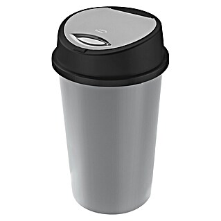 Standard-Mülleimer Bingo (Ø x H: 32 x 55 cm, Kunststoff, Silber/Schwarz)