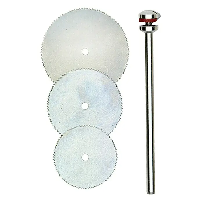 Proxxon Juego de hojas de corte N.º 28830 - 3 ud., Acero para resortes - Juego de tres hojas de sierra circular de diferentes tamaños con mandril para herramientas rotativas.