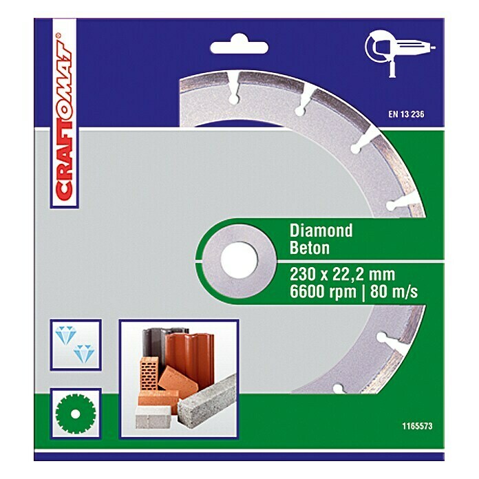 Craftomat Disco de corte de diamante Segmentado (Hormigón, Diámetro disco: 180 mm)
