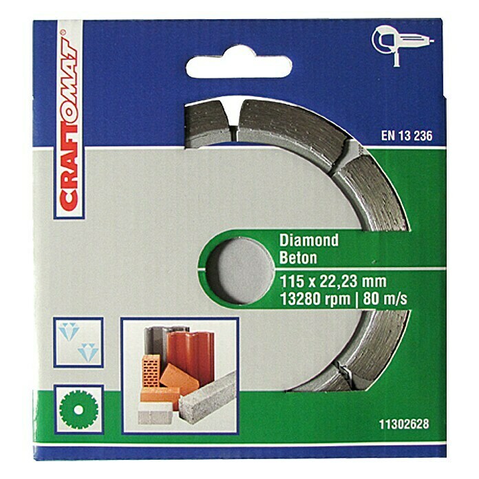 Craftomat Disco de corte de diamante Segmentado (Hormigón, Diámetro disco: 115 mm)