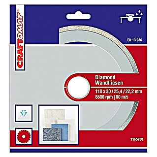 Craftomat Diamant-Trennscheibe (Wandfliesen, Durchmesser Scheibe: 110 mm)