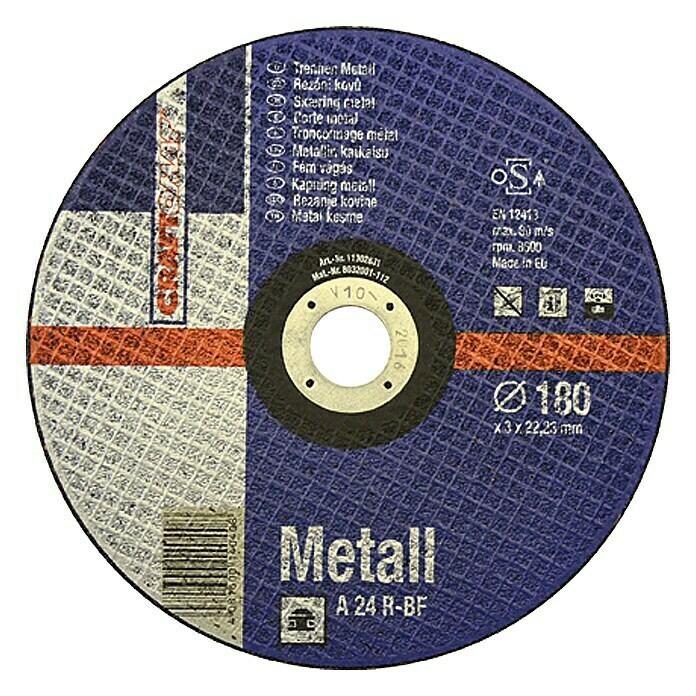 Craftomat Disco de corte A 24R-BF (Metal, Diámetro disco: 180 mm, Espesor disco: 3 mm, 1 ud.)