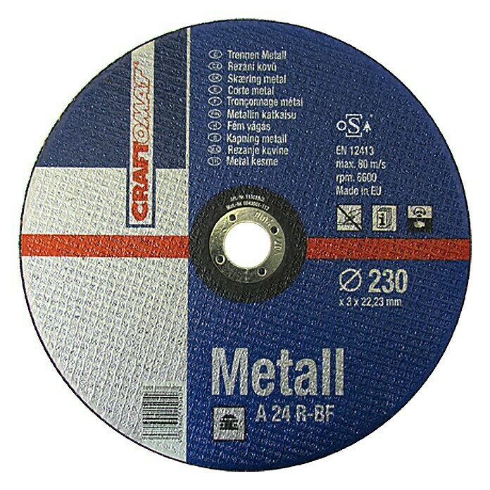 Craftomat Disco de corte A 24R-BF (Metal, Diámetro disco: 230 mm, Espesor disco: 3 mm, 1 ud.)