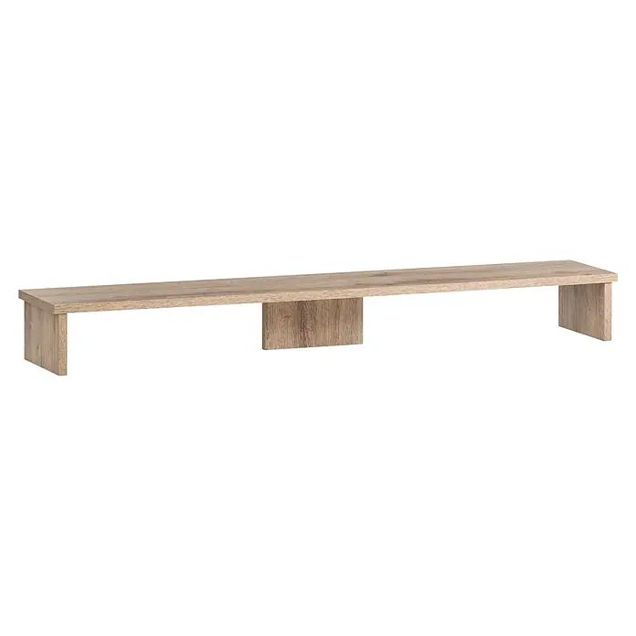 Schildmeyer Niels Schreibtischaufsatz - B x H: 110 x 12,7 cm, Wildeiche - Lange, rechteckige Bank/Konsole aus hellem Holz mit Maserung und drei Stützbeinen.