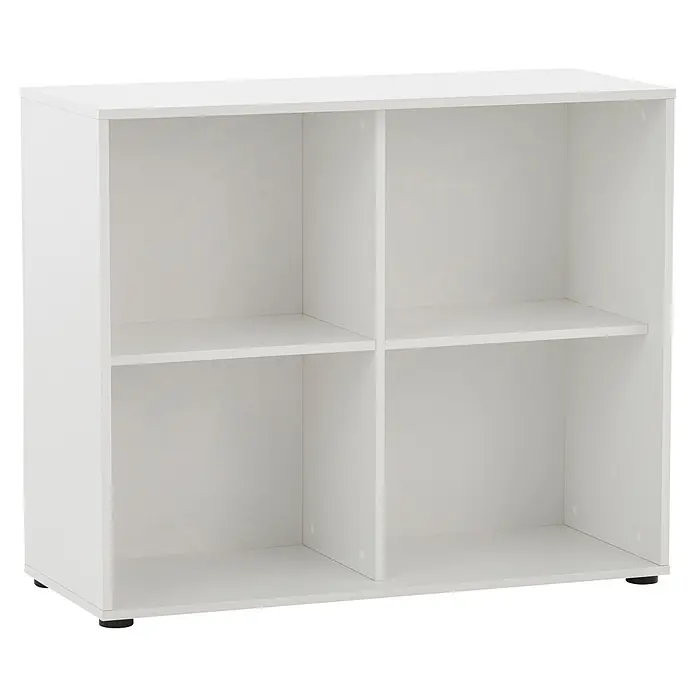Schildmeyer Serie 400 Holz-Mehrzweckschrank - L x B x H: 114,8 x 247,7 x 205,6 cm, Weiß/Eiche - Weißes Vier-Würfel-Regal, ideal für Bücher oder Deko. Aus weißem Laminat gefertigt.