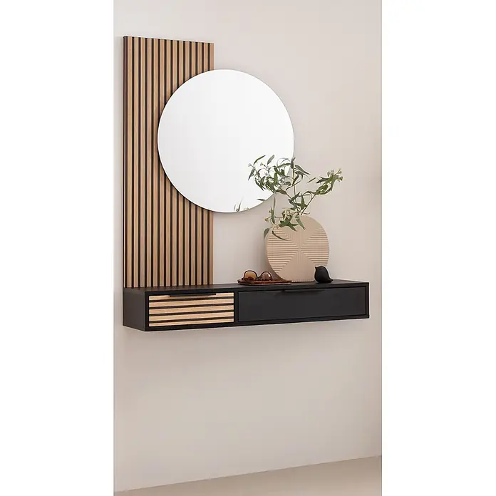 Schildmeyer Hank Konsolentisch - 32 x 103,7 x 16,4 cm, Holzwerkstoff, Schwarz - Stimmungsaufnahme