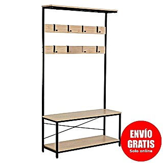 Perchero (L x An x Al: 35 x 100 x 180 cm, Negro/Haya)