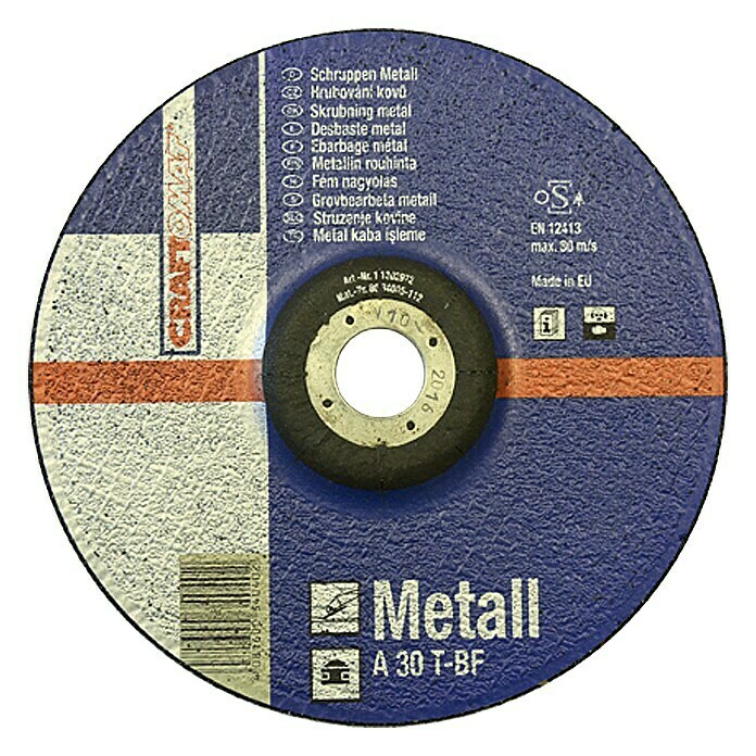 Craftomat Disco de desbaste A 30T-BF (Metal, Diámetro disco: 125 mm, Espesor disco: 6 mm)