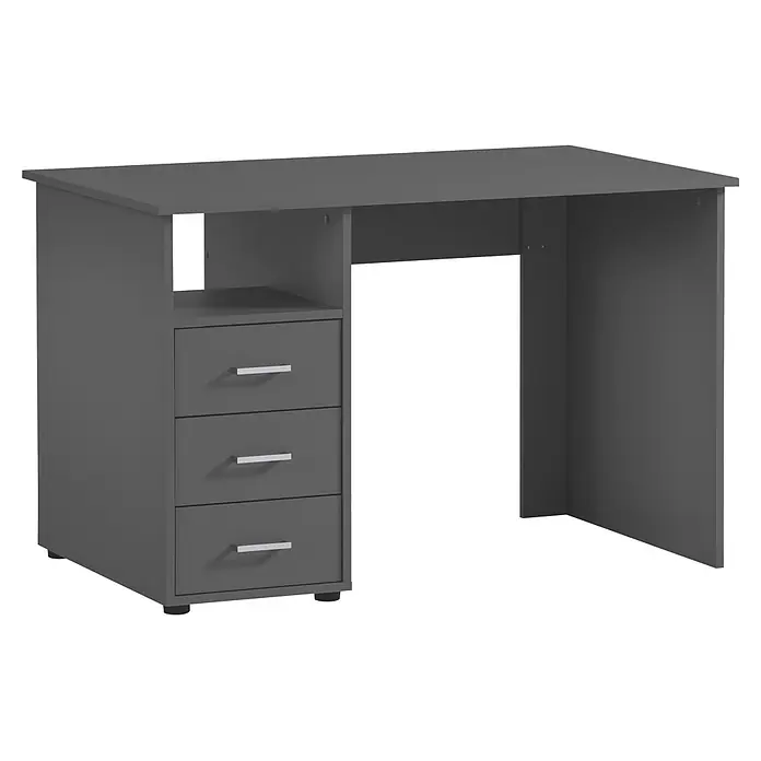 Schildmeyer Niels Schreibtisch - L x B x H: 70 x 116 x 74 cm, Holzwerkstoff, Anthrazit - Dunkelgrauer Schreibtisch mit drei Schubladen und einem offenen Fach für Büro oder Arbeitszimmer.