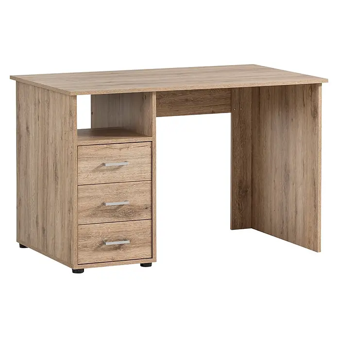 Schildmeyer Niels Schreibtisch - L x B x H: 70 x 116 x 74 cm, Holzwerkstoff, Wildeiche - Schreibtisch in hellem Holzdekor mit drei Schubladen und einem offenen Fach.