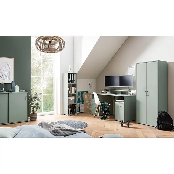 Schildmeyer Niels Schreibtischaufsatz - B x H: 110 x 12,7 cm, Pistazie - Salbeigrünes Arbeits-/Schlafzimmermöbel-Set mit Schreibtisch, Schrank, Sideboard und Regal für einen harmonischen und funktionalen Raum.
