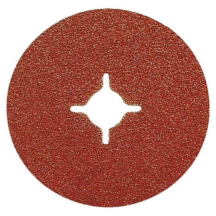 Craftomat Fiberscheiben Korund - Durchmesser Scheibe: 125 mm, Körnung: 100, 5 Stk. - Roter Schleifteller mit zentralem Ausschnitt zur Verwendung mit einem Schleifgerät. Ideal für Holz- und Metallbearbeitung.