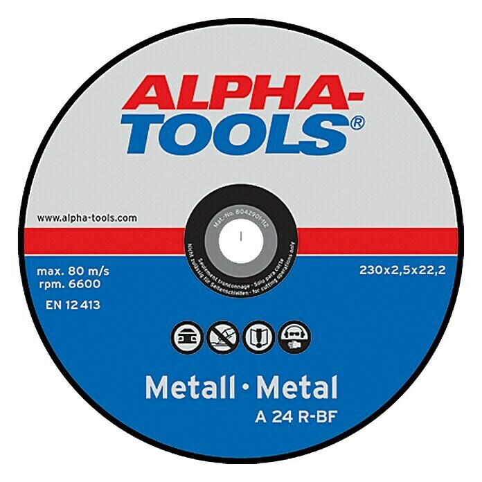 Alpha Tools Disco de corte A 24R-BF (Apto para: Metal, Diámetro disco: 230 mm, Espesor disco: 2,5 mm, 5 uds.)