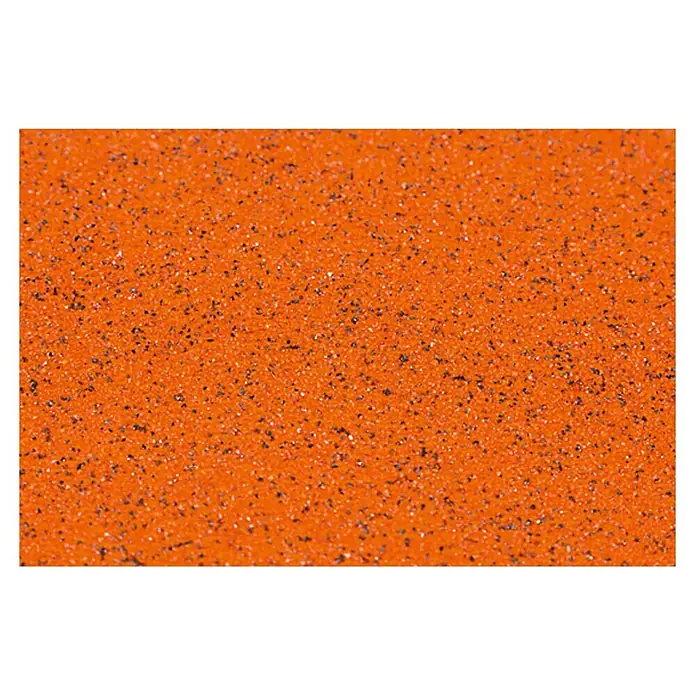 BAUHAUS Schleifpapier Super - Körnung: 40 - Nahaufnahme eines orangefarbenen Gummi-Bodenbelags mit schwarzen Sprenkeln, ideal für Fitnessstudios und Spielplätze.