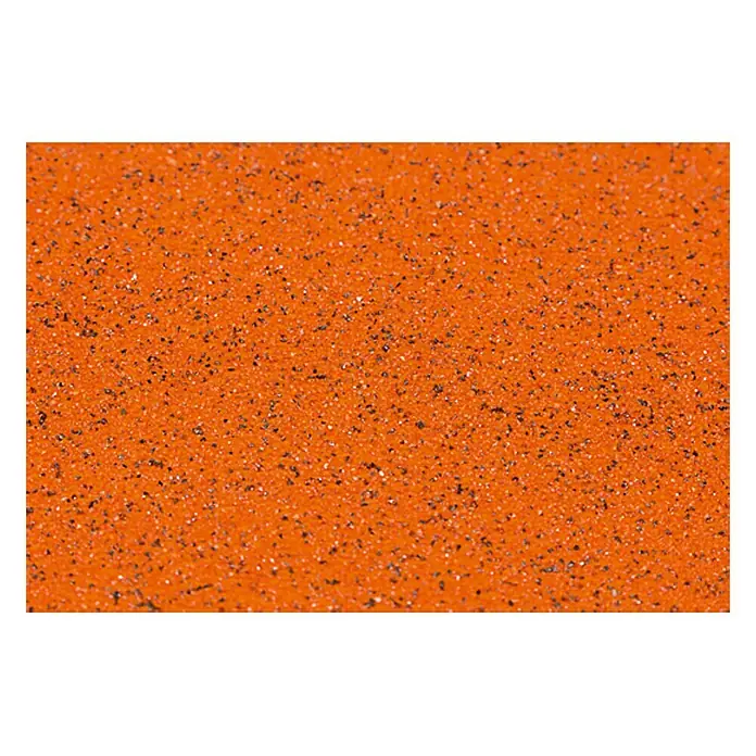 BAUHAUS Schleifpapier Super - Körnung: 40 - Nahaufnahme eines orangefarbenen Gummi-Bodenbelags mit schwarzen Sprenkeln, ideal für Fitnessstudios und Spielplätze.