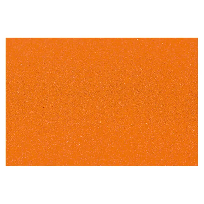 BAUHAUS Schleifpapier Super - Körnung: 320 - Nahaufnahme eines leuchtend orangefarbenen Produkts mit subtiler Textur, ideal für Hintergründe oder Produktdesign.