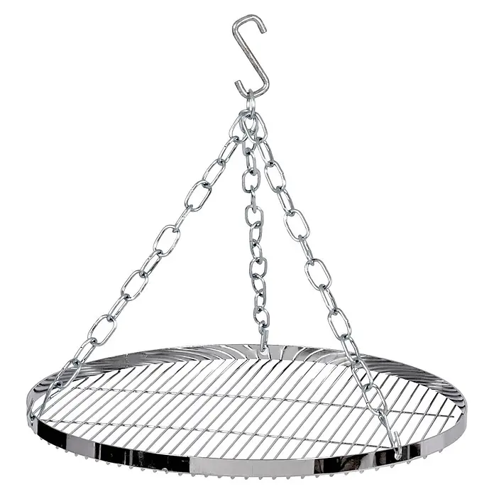 Petromax Grillrost für Dreibeinständer - Durchmesser: 50 cm, Stahl - Silbernes Metall-Hängegrillrost mit Ketten und S-Haken.