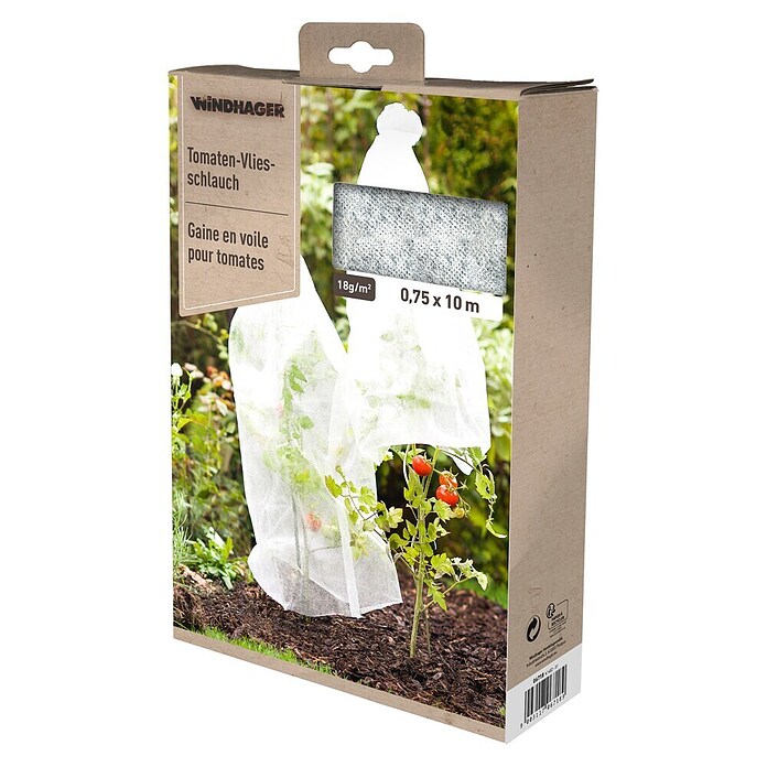 Windhager Tomatenhaube Vliesschlauch Öko (L x B: 10 x 0,75 m, Weiß)