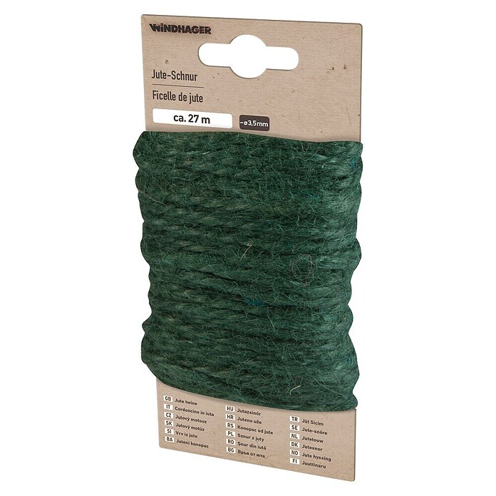 Windhager Juteschnur (Grün, Ø x L: 3,5 mm x 27 m)