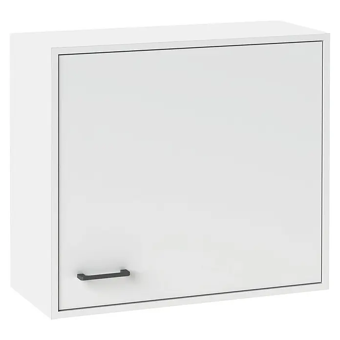 Schildmeyer Solea Hängeschrank - L x B x H: 30 x 67 x 60,9 cm, Weiß - Weißer Wandschrank mit einer Tür und einem dunklen Griff.