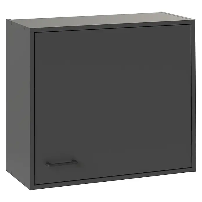 Schildmeyer Solea Hängeschrank - L x B x H: 30 x 67 x 60,9 cm, Anthrazit - Dunkelgrauer Wandschrank mit einer Tür und einem schlichten rechteckigen Griff.